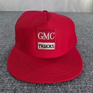 VTG GMC Trucks Red Flat Bill Snapback Cap Hat One‎ Size Fits Most Made in USA